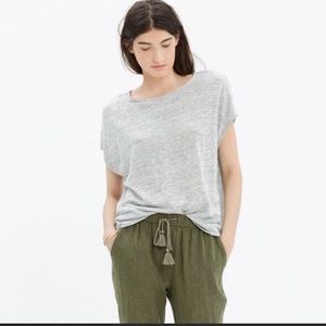 Madewell LG Linen Miracle Tee Top Shirt Short Slv